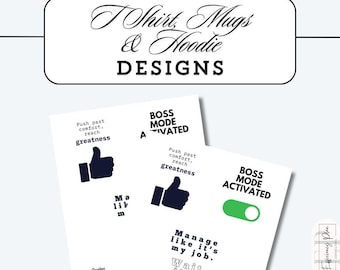 Paquete 1 de diseños de camisetas, tazas y sudaderas con capucha sencillos y minimalistas