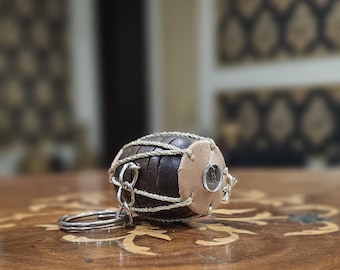 Hand Crafted Dhol Keychain: Tribal Embroidered Drum Keyring