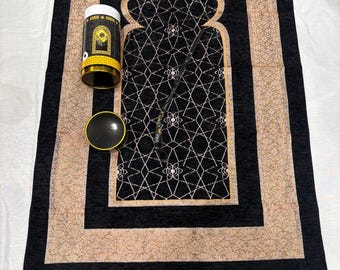 Islamic Gift Box Prayer Mat rug Janamaz & Tasbeeh Umrah Ramadan Muslim worship