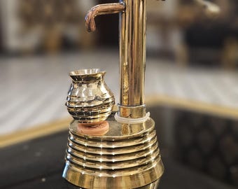 Handmade Brass Hand Pump: Miniature Functional Decor (6 inches)