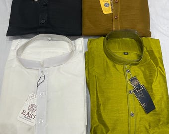 Mens wedding party Shawlar Kameez Kurta Trouser raw silk fabric Indian Pakistani