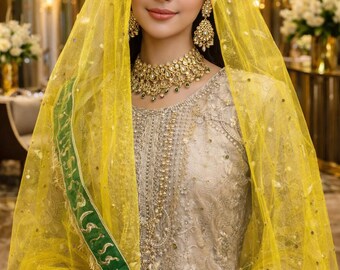 Bridal Dupatta Scarf wedding mehendi dulha dulhan Groom