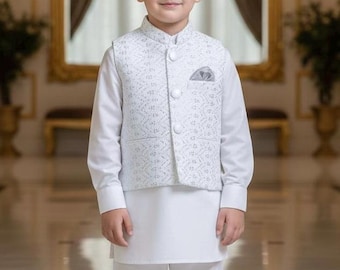 Baby Boy Eid Outfit: Embroidered Kurta, Shalwar, Prince Coat size 0 ,new born