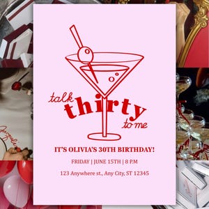 Talk Thirty to Me Party Invitation - Editable Canva Template | 30th Birthday Invite Digital Download