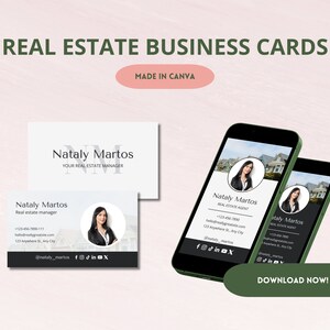 Bewerkbare CANVA-sjabloon voor professioneel visitekaartje | Direct downloaden | Visitekaartje onroerend goed | Eenvoudig bewerkbaar