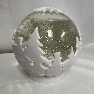 White Christmas Themed Snow Globe with Glitter Snowflakes