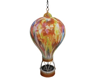Solar Hanging Acrylic Hot Air Balloon Lantern with Orange Abstract Pattern