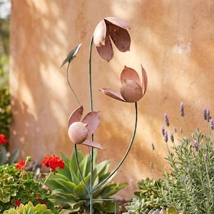 Tulip Garden Stake: Metal Flowers with Butterfly (36" Height)