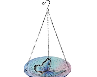 12&quot; Bird Bath Feeder with Butterfly Center, Hanging and Garden Stake