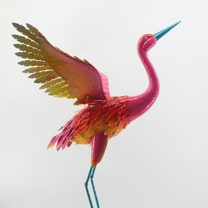 Tall Metal Heron Outdoor Garden Decor Statue Yard Art, Indoor Animal Sculpture Figurine