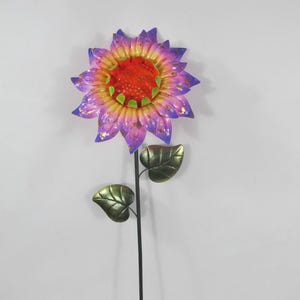 Metal Colorful Sunflower Floral Outdoor Garden Stakes Yard Art Decoration