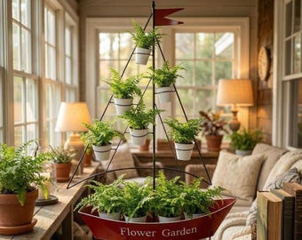 Red Large Ship Boat Planter Multi Tier Flowerpots
