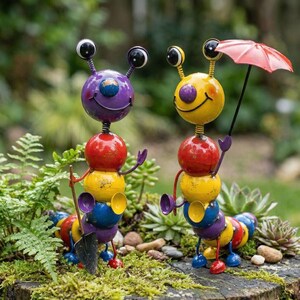 Bunte Metall Raupe Garten Statue, Spaß Outdoor Yard Art