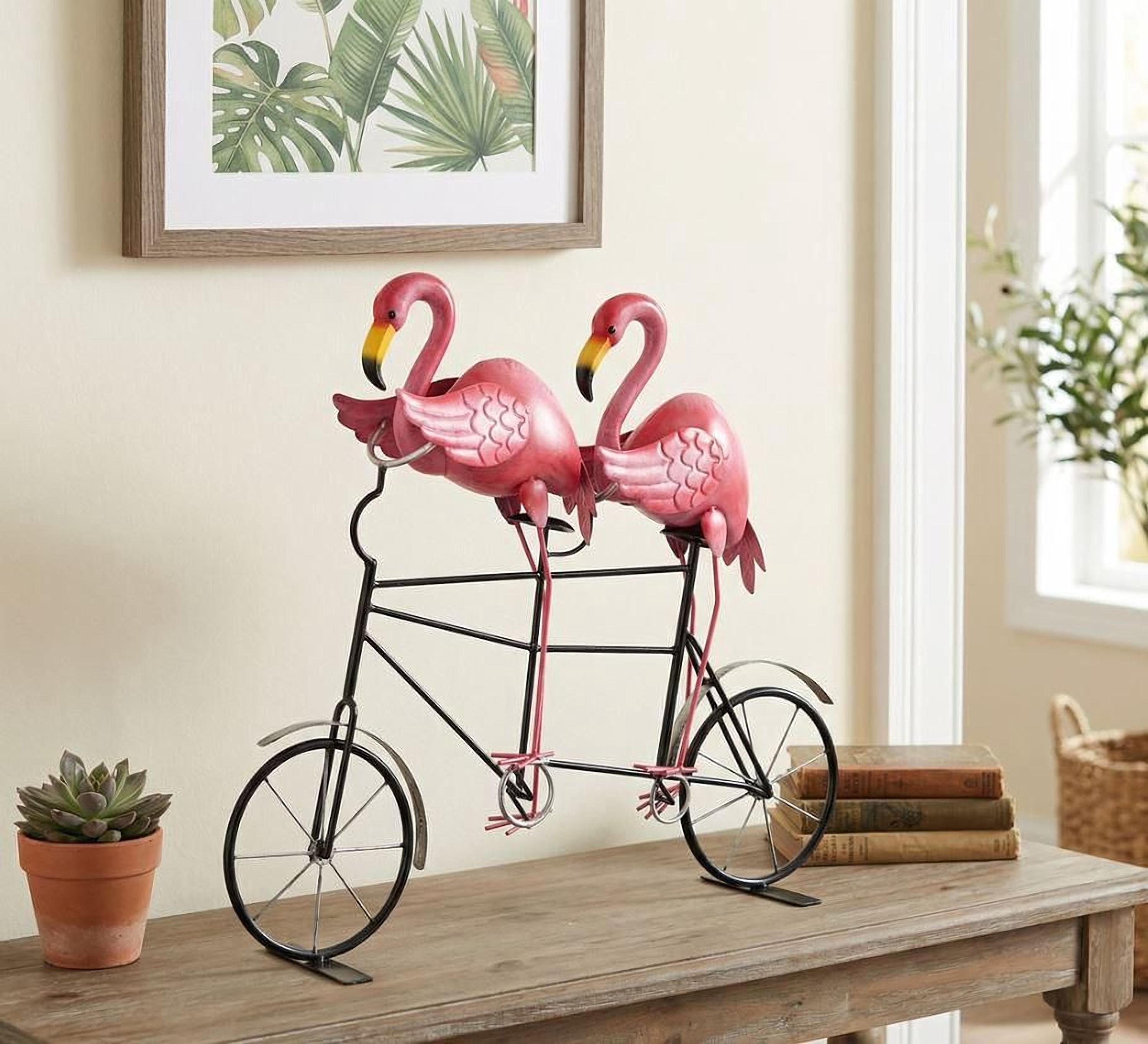 Pink Flamingo Garden Statue - Tandem Bicycle Outdoor Decoration - Etsy