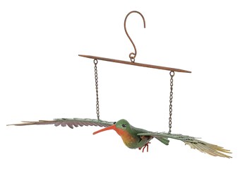 Hanging Metal Hummingbird Decorative Outdoor Rustic Garden Decor Yard Art