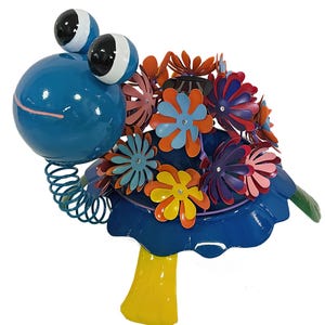 Blauwe zonne-metalen schildpad tuinstandbeeld buiten tuin kunstdecoratie