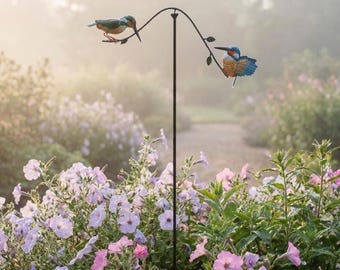 Garden Stake: Spinning Kingfishers - Rocker Metal Yard Art