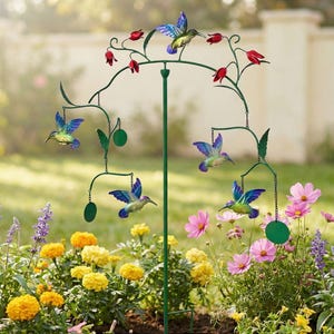Spinning Balancing Hummingbird and Assorted Birds Mobile Outdoor Garden Stakes