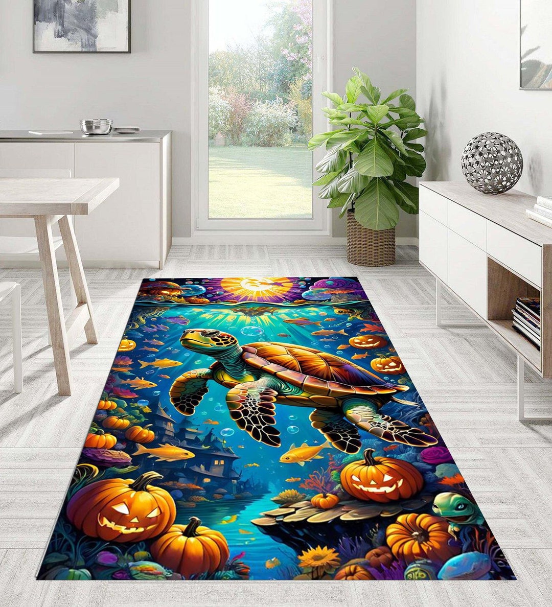 Caretta Rug, Live Animal Print Rug, Nonslip Rug, 3D Rug, Antibacterial ...