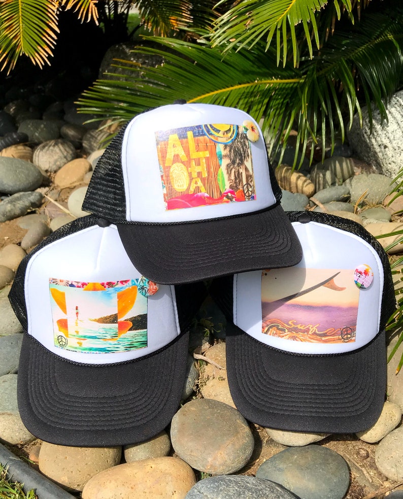 Trucker Hat, ALOHA RAINBOW, Best Seller, Aloha,Beach, Surf, Hawaii, One Size Fits All, foam trucker hat, Corona Hair Don't Care, CV Hair image 3