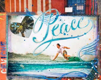 Peace Donavon Frankenreiter, Freestyle, 8x10, 11x14, 16x20 Hand Signed Matted Print, Surfing, Mexico, Sun, Guitar, surf art, art
