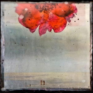 GLASSED, SORBET, 4x4 and Up, On Modern Family, Hand Painted, re-collaged artwork, wood panel, ocean, surfing, wall art, gift