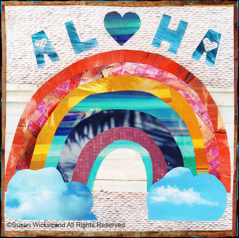 Top Seller ALOHA RAINBOW, NEW 8x10, 11x14, 16x20, Hawaii, Hand-Signed matted print, Hawaii art, beach art, ocean, Rainbow, heart, cloud, a image 1