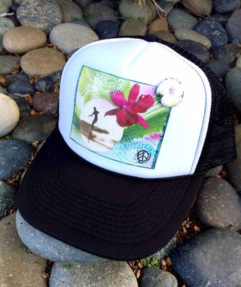 Trucker Hat, BINDI SEAS, Aloha,Beach, Surf, Hawaii, One Size Fits All, foam trucker hat, Best Seller, Summer Hat, baseball hat, Corona Hair image 1