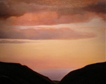 TOPANGA CANYON, Original one of a kind Oil on Canvas, 4 ft. x 3 ft., highly collectable item, seascape, sunset, romaticism