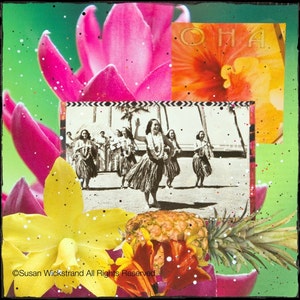HAWAIIAN SONGS,8x10, 11x14, 16x20, Hand Signed Matted Print, Hula Dancers, Orchids, Hawaii, Hula girls, Flowers, Aloha, Hawaii, Wall Art image 1