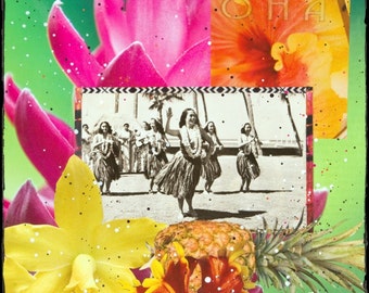 HAWAIIAN SONGS,8x10, 11x14, 16x20, Hand Signed Matted Print, Hula Dancers, Orchids, Hawaii, Hula girls, Flowers, Aloha, Hawaii, Wall Art
