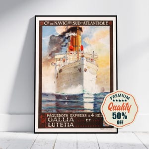 Impresión de alta resolución - A4, A3... 20 x 30 pulgadas... Cie De Navic Ion, Sud-Atlantique, Paquebots Express, París, Cartel del barco de viaje agradable