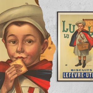 Cartel de bellas artes vintage - A4, A1... 20 x 30 pulgadas... Petit Beurre LU, Biscuit Lefevre Utile, de Firmin Bouisset, 1897 - Impresión de alimentos de Francia