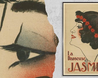 Vintage Fine Art Poster - A4, A1...20x30 inch... La Danseuse Jasmine by Adrien Barrère, 1926. Hervé, Paris - Antique Advertising Print