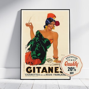 Impresión de alta resolución - A4, A3... 20x30 pulgadas... "Les Gitanes" Cigarrillos De La Regie Francaise - Cartel publicitario de Francia