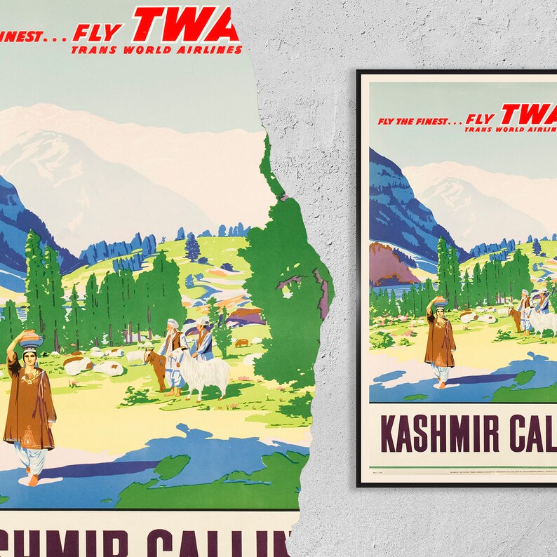 Hi-res Print - A4, A3...20x30 Inch... Fly TWA, Visit Kashmir, Northern ...