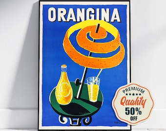 Vintage Fine Art Poster - A4, A1...20x30 inch... Orangina &quot;Terrace and Parasol&quot;, 1936 - Vintage Drink Print