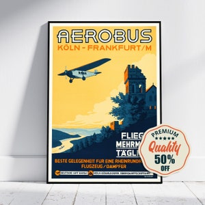 Aerobus, Deutsche Luft Hansa Vintage Fine Art Poster - A4, A1...20 x 30 inch...