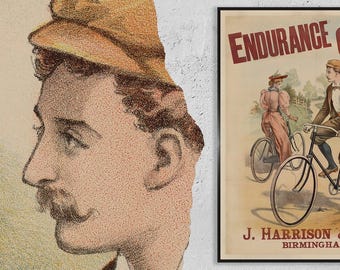 Vintage Fine Art Poster - A4, A1...20x30 inch... Endurance Cycles by George Moore, Bike, Bicycle, Cycles, Paris 1890 -  Cycling Advert Print