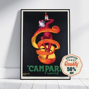 Manifesto d'arte d'epoca - A4, A1...20 x 30 pollici... Bitter Campari italiano, Clown con la buccia d'arancia, Leonetto Cappiello, 1921 - Stampa di bevanda