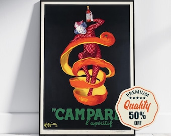 Vintage Fine Art Poster - A4, A1...20x30 inch... Italian Bitter Campari, Clown With The Orange Peel, Leonetto Cappiello, 1921 - Drink Print