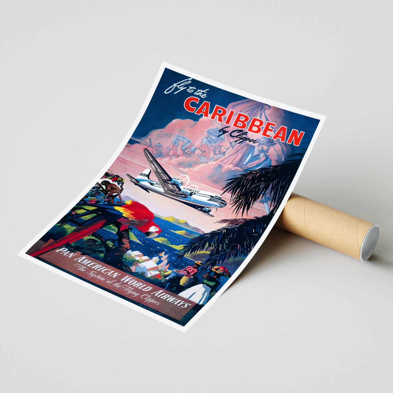 Vintage Fine Art Poster - A4, A120x30 Inch Pan American