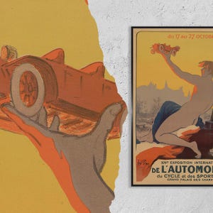 Vintage Fine Art Poster - A4, A1...20x30 inch... 14e exposition internationale de l&#39;automobile / René Péan - Exposition Print
