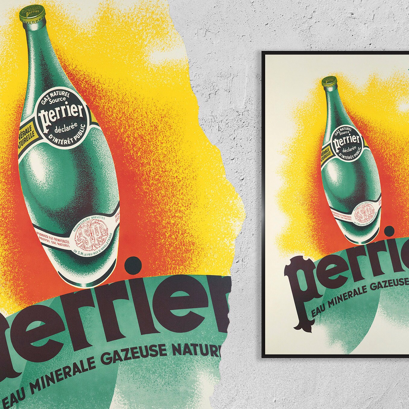 ビンテージメニュー ( 空白 ) x 3 PERRIER ( #066 ) Vintage Fine Art Poster - A4, A120x30 Inch Perrier