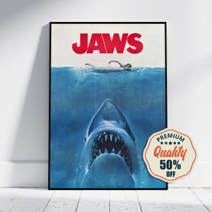Poster d'arte d'epoca - A4, A1...20 x 30 pollici... Poster speciale per la rivista Souvenir di Jaws, USA, 1975 - Poster del film d'epoca, Affiche, Stampa