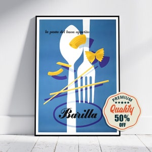 Vintage Fine Art Poster - A4, A1...20 x 30 inch... Barilla, La Pasta Del Buen Apettito, 1956 - Vintage Fluglinienwerbung Reisedruck
