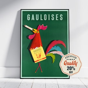 Hallo-Res Druck - A4, A3...20 x 30 inch... Cigarettes Gauloises, Donald Brun, 1964 - Frankreich Tabakwerbeplakat