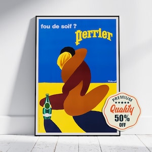 Hi-Res Print - A4, A3...20 x 30 inch... Perrier, Brille - Vintage Werbeplakat