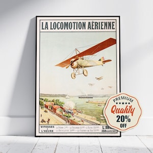 Hi-Res Print - A4, A3...20x30 inch... La Locomotive Aerienne, Vitesse A'heure, Avion, 1922 - Vintage Fluglinienwerbeplakat