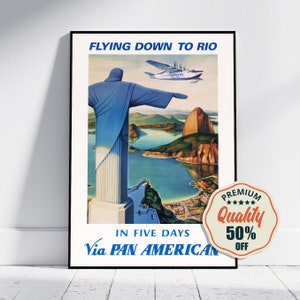 Hi-Res Print - A4, A3...20 x 30 inch... Pan Am Plakat - Südamerika, Brasilien - Vintage Fluglinien Plakat